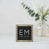 luxe chic black square pro square business card (Standing Front)