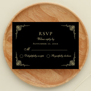 Luxe Classic Elegant Classy Black Gold RSVP Gift