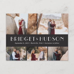 Luxe Collage Editable Color Save The Date Postcard