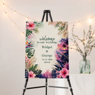 luxe Collage Hawaii Moody Boho Tropical Wedding Foam Board