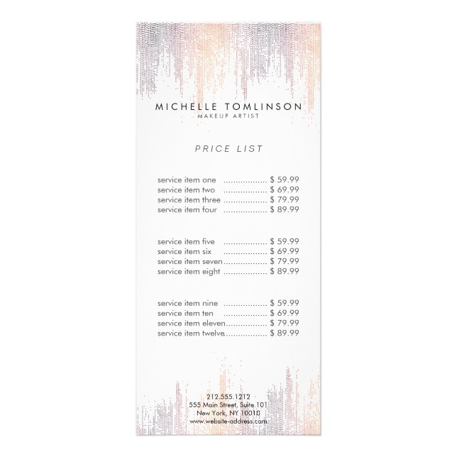 Luxe Colorful Confetti Rain Pattern Rack Card (Front)