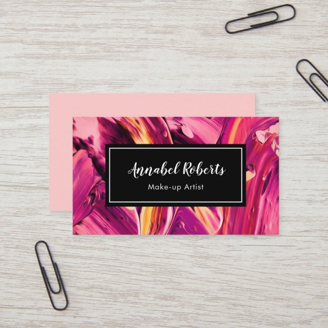 Luxe colorful Paint Swirl business card (Front/Back In Situ)