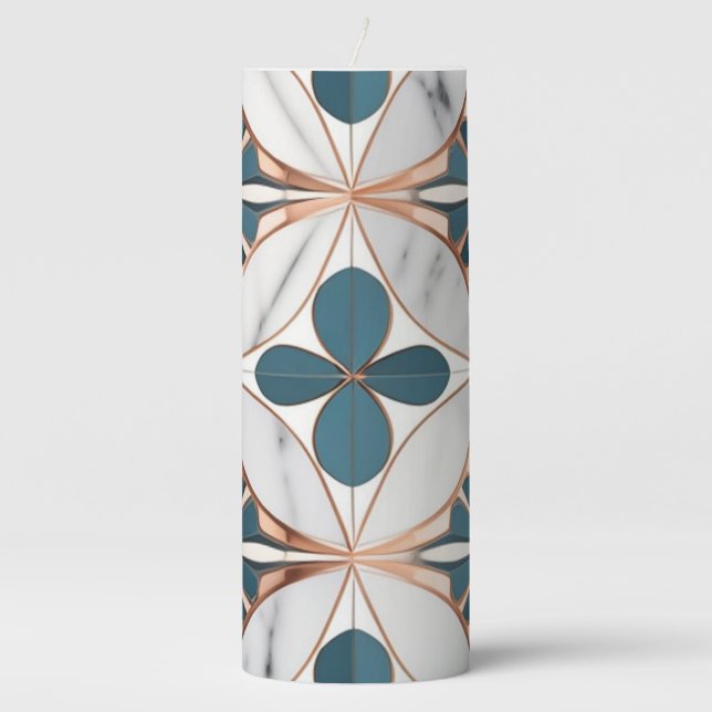 Luxe Custom Rose Gold Blue White Marble Candle  (Front)