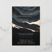 Luxe Dark Marble Birthday Party or Any Occasion Foil Invitation (Standing Front)