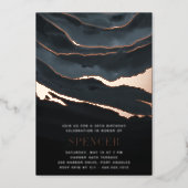 Luxe Dark Marble Birthday Party or Any Occasion Foil Invitation (Front)