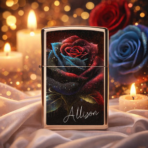 Luxe Dark Rose Art with “Live Laugh Love” Script Zippo Lighter