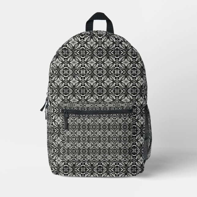 Luxe Deco Black & White Printed Backpack (Front)