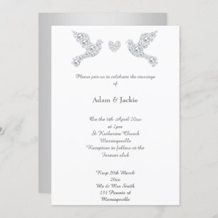Luxe Diamond Love Dove Wedding Invitation