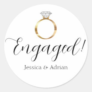 Luxe Diamond Ring Engaged Engagement Classic Round Sticker