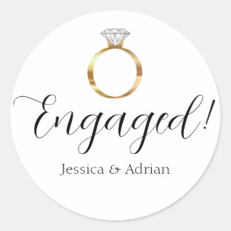 Luxe Diamond Ring Engaged Engagement Classic Round Sticker
