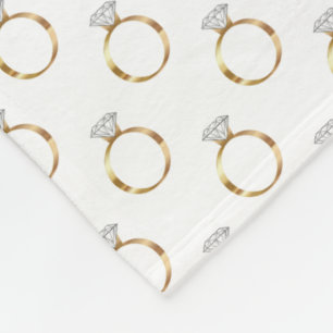Luxe Diamond Ring Gold Bride Jewelry Wedding Fleece Blanket