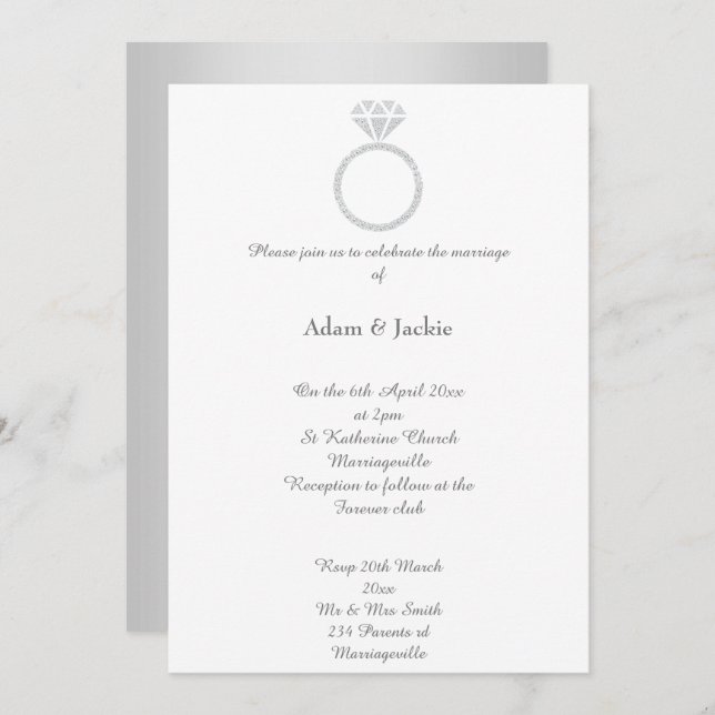 Luxe Diamond Ring Wedding Invitation (Front/Back)