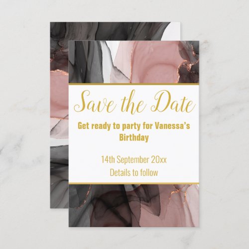 LUXE DRIFTING ROSE SAVE THE DATE RSVP CARD