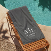 Luxe Elegance Gray | Mister and Wedding Date Beach Towel