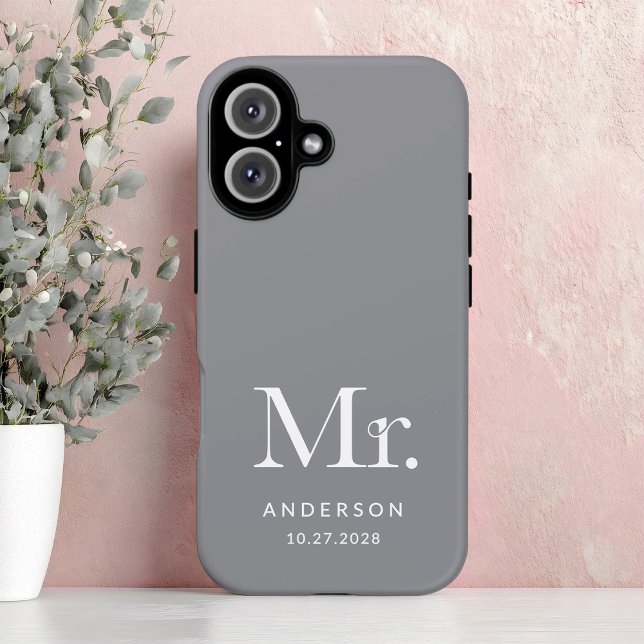 Luxe Elegance | Gray Mister and Wedding Date Case-Mate iPhone Case (Creator Uploaded)