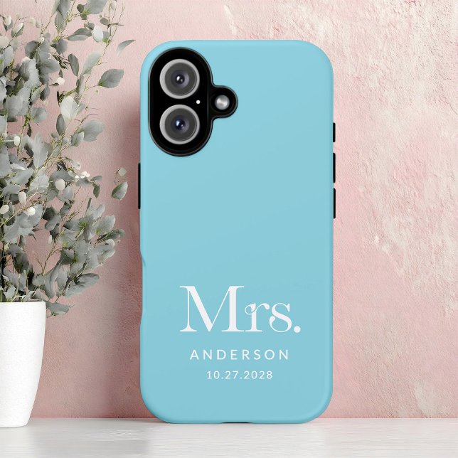 Luxe Elegance | Robin Egg Blue Mrs Wedding Date Case-Mate iPhone Case (Creator Uploaded)