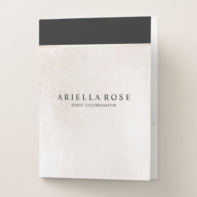 Luxe Elegant Black and White Marble Professional Pocket Folder (Front)