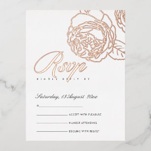 LUXE ELEGANT BLUSH PINK ROSE GOLD FLORAL RSVP FOIL INVITATION POSTCARD