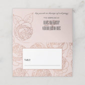 LUXE ELEGANT BLUSH PINK ROSE GOLD FLORAL WEDDING PLACE CARD (Outside Unfolded)