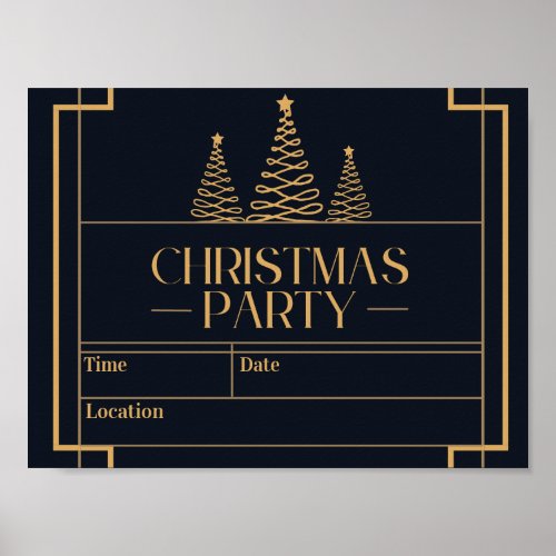 Luxe Elegant Christmas Party Invite  Poster