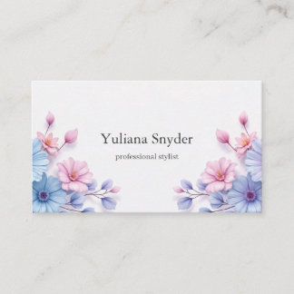 Luxe Elegant Floral Design: Pink Blue White Sophis Business Card