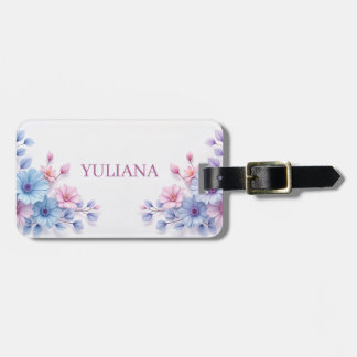 Luxe Elegant Floral Design: Pink Blue White Sophis Luggage Tag