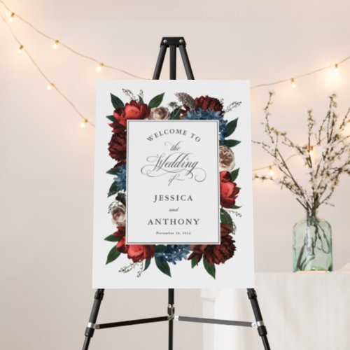 Luxe Elegant Floral Frame Wedding Welcome Foam Board