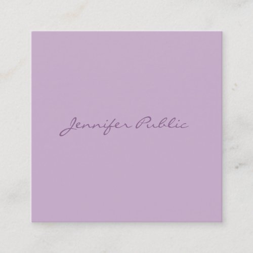 Luxe Elegant Handwritten Script Modern Purple Chic Square Business Card