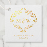 Luxe Elegant Wreath Monogram Gold Wedding  Foil Favor Tags<br><div class="desc">Add a touch of luxury to your wedding favors with our Luxe Elegant Wreath Monogram Real Gold Foil Wedding Favor Tags. These tags feature a sophisticated wreath design with a monogram highlighted in real gold foil, creating a stunning and elegant look. Personalize with the bride and groom's initials and wedding...</div>