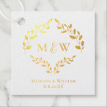 Luxe Elegant Wreath Monogram Gold Wedding  Foil Favor Tags<br><div class="desc">Add a touch of luxury to your wedding favors with our Luxe Elegant Wreath Monogram Real Gold Foil Wedding Favor Tags. These tags feature a sophisticated wreath design with a monogram highlighted in real gold foil, creating a stunning and elegant look. Personalize with the bride and groom's initials and wedding...</div>