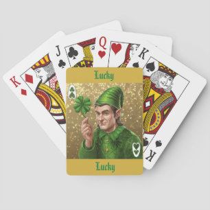Luxe Elf Lucky Playing Card Gold Glitter Sparkles
