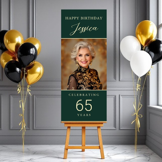 Luxe Emerald Green Gold Milestone Birthday Photo Foam Board (Creator Uploaded)
