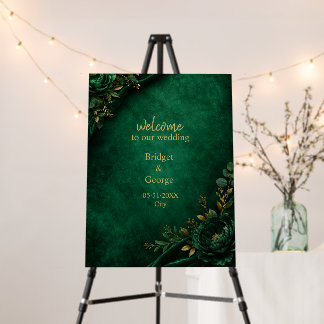 Luxe Emerald Velvet Floral Wedding Elegance Foam Board