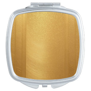 Luxe Faux Gold Brushed Metal Glitter Design Compact Mirror