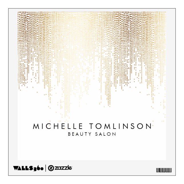 Luxe Faux Gold Confetti Rain Beauty Salon Wall Decal (Front)