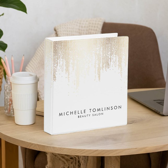 Luxe Faux Gold Confetti Rain Pattern 3 Ring Binder (Creator Uploaded)