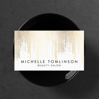 Luxe Faux Gold Confetti Rain Pattern Business Card by 1201am at Zazzle