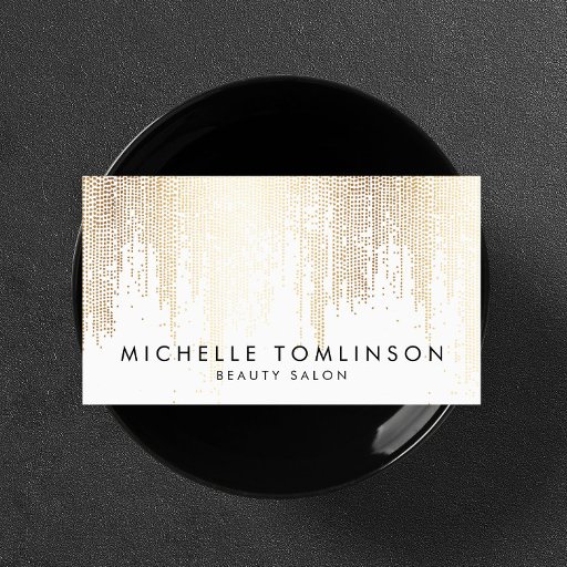 Customizable Luxe Faux Gold Confetti Rain Pattern Business Card