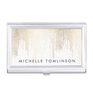 Luxe Faux Gold Confetti Rain Pattern Case For Business Cards