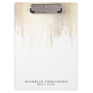 Luxe Faux Gold Confetti Rain Pattern Clipboard