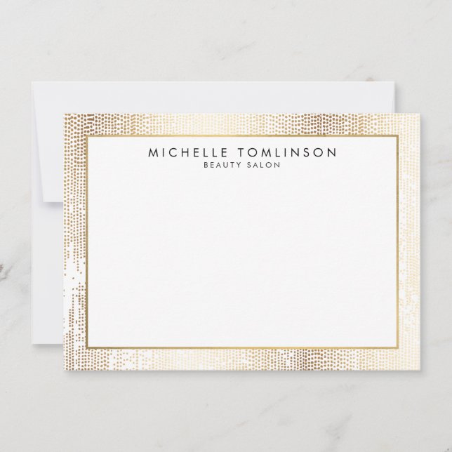 Luxe Faux Gold Confetti Rain Pattern Flat Notecard (Front)