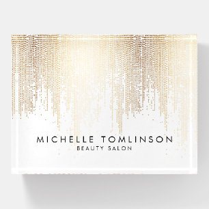 Luxe Faux Gold Confetti Rain Pattern Paperweight