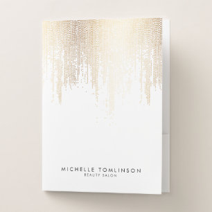 Luxe Faux Gold Confetti Rain Pattern Pocket Folder