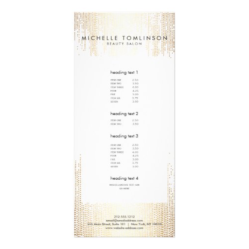 Luxe Faux Gold Confetti Rain Pattern Rack Card