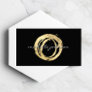 Luxe Faux Gold Painted Circle Designer Logo Black Business Card