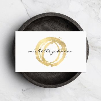 Luxe Faux Gold Painted Circle Designer Logo Business Card by 1201am at Zazzle