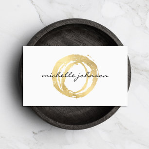 Luxe Faux Gold Painted Circle Designer Logo Business Card