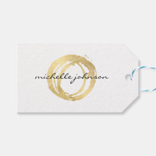 Luxe Faux Gold Painted Circle Designer Logo Gift Tags