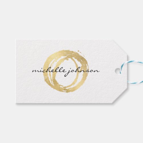 Luxe Faux Gold Painted Circle Designer Logo Gift Tags