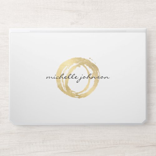 Luxe Faux Gold Painted Circle Designer Logo HP Laptop Skin